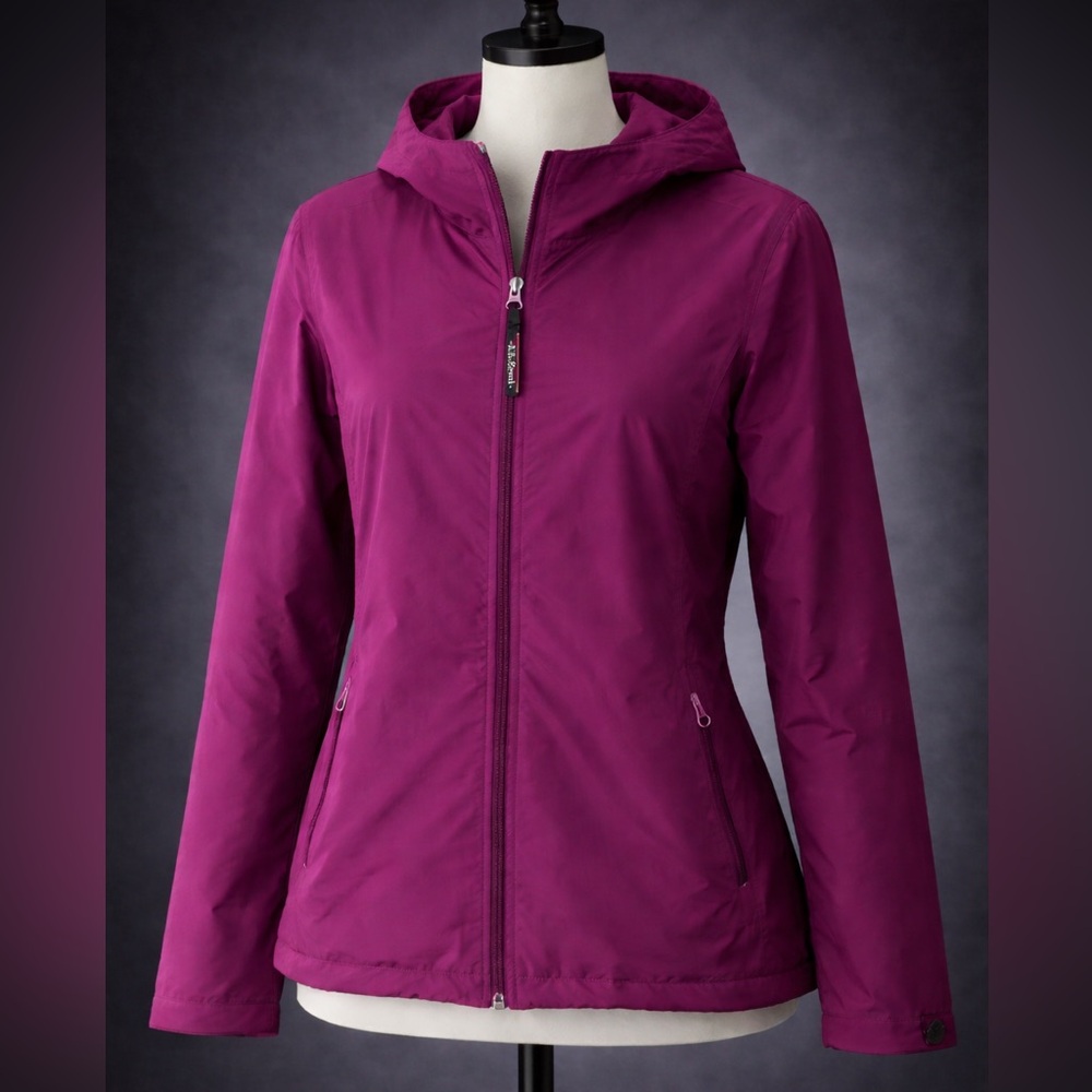 L.L. Bean Women's Magenta Hooded Windbreaker Jacket Size Medium